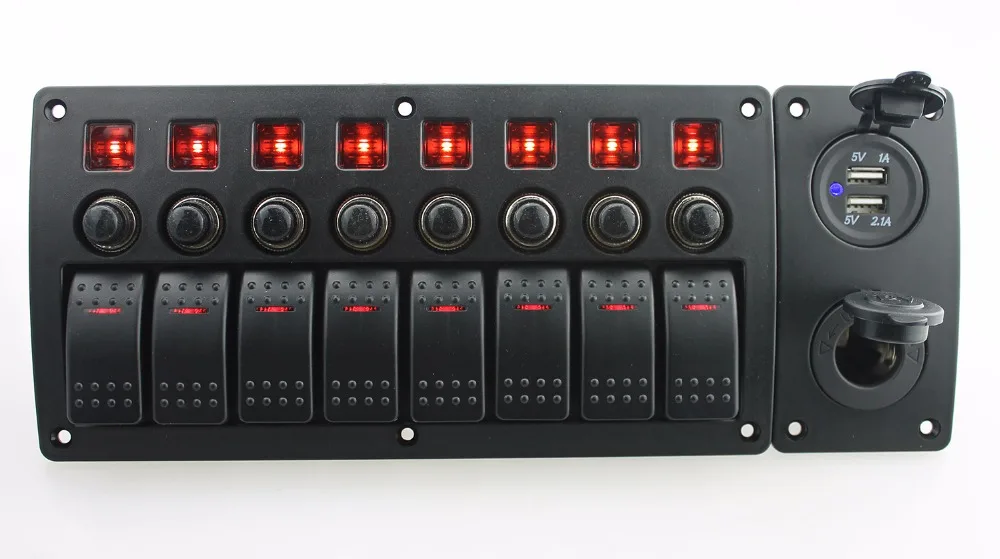 IZTOSS красный светодиод DC12/24 V 8 банд ВКЛ-ВЫКЛ клавишный переключатель изогнутая