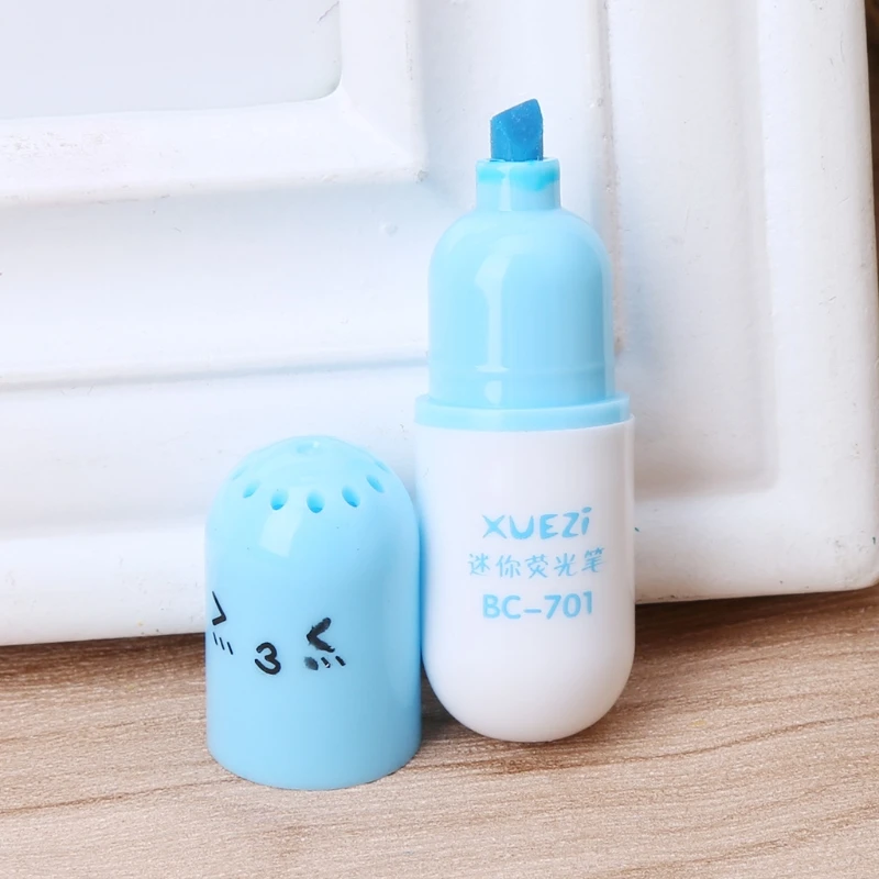 6 pcs Mini Pill Leaves Eggs Shaped Highlighter Pens For Writing Cute Face Graffiti Marker Pen Stationery School Office Supplies |