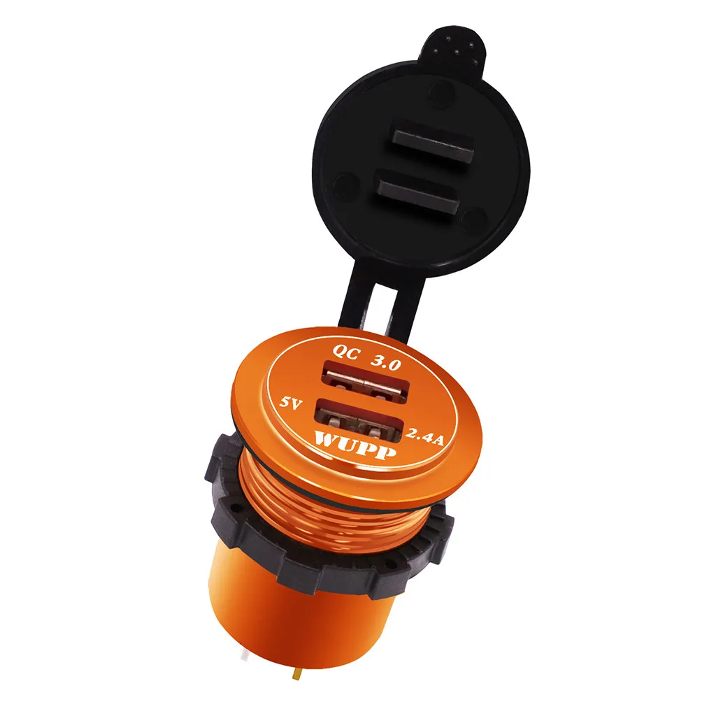 QC 3.0 Dual USB Charger Socket Voltmeter Quick Charge 3.0 Wire Waterproof for Car Motorcycle Mobile Phone Charger Fast QC#Y8
