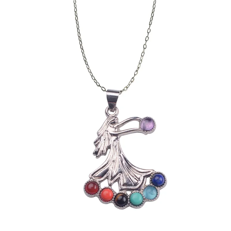 Ожерелье-чокер женское с натуральным камнем 7 чакр кулон в виде дерева жизни |