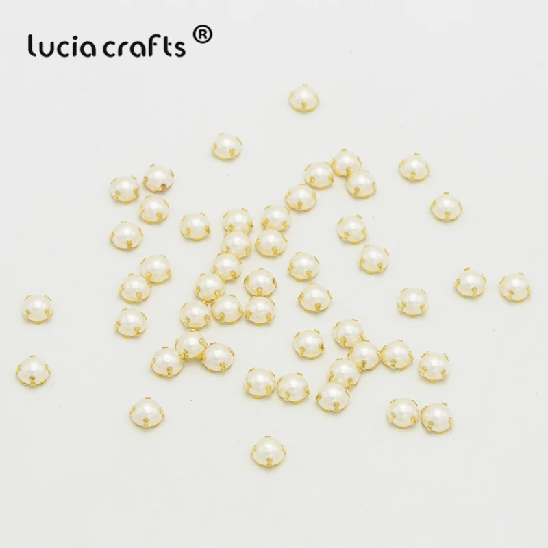 Lucia crafts 100 шт./лот 7 мм покрытие жемчуг горный хрусталь бисер пришить Стразы для одежды DIY сумки обувь аксессуары G1104