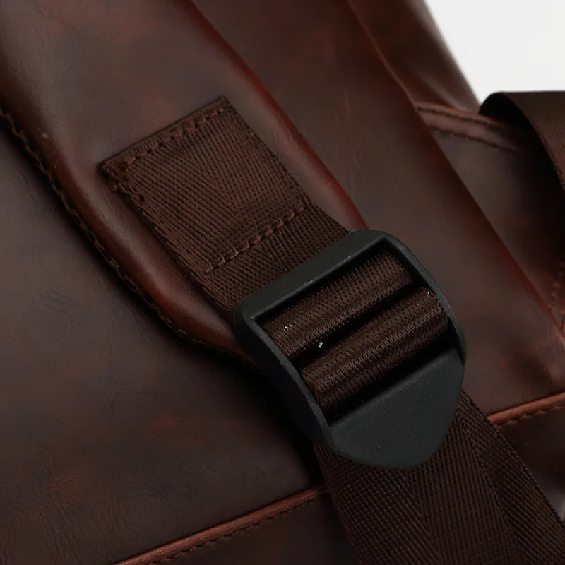 Мужской рюкзак из искусственной кожи черный деловой для мальчиков школьный в