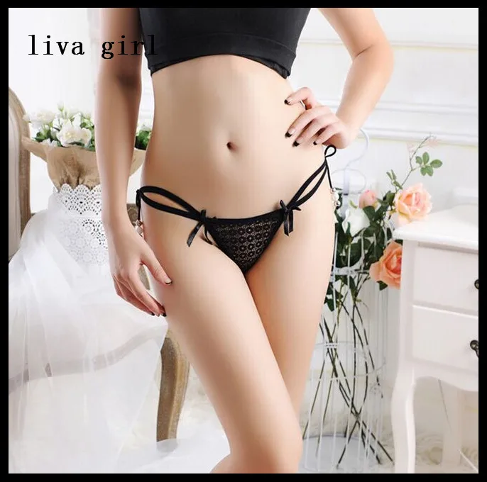 2017 sexy bind ladies underwear Beautiful buttock big yards adjustable thong female pearl transparent temptation |