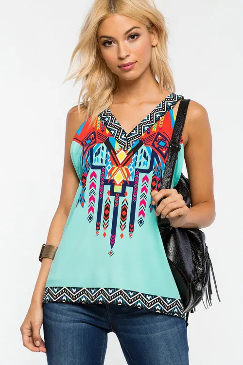 None sleeve printing tops in Summer JNT0023 |