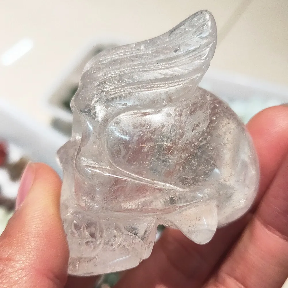 quartz stone skull Natural clear crystal figurine Hand carved Gemstone bone feng shui healing | Дом и сад