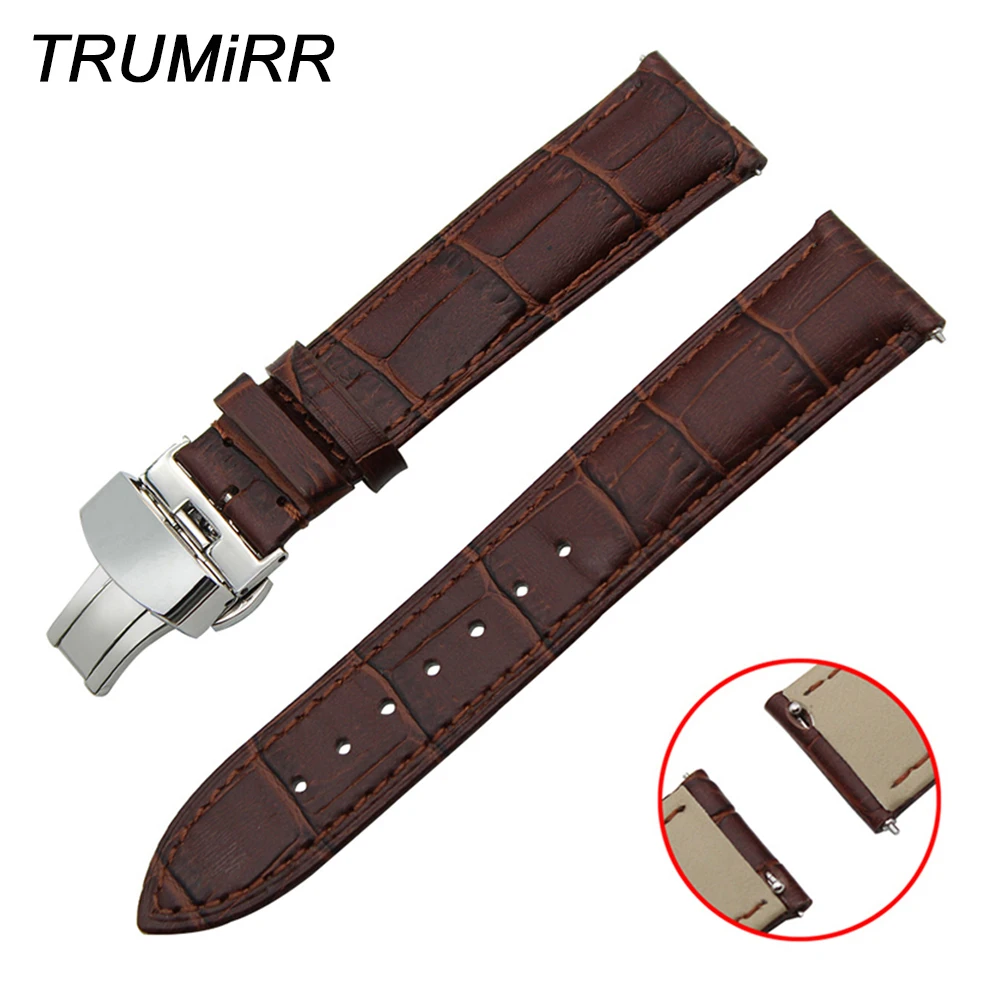 

18mm 20mm 22mm Quick Release Watchband Genuine Leather Strap for Casio Men Women Watch Band Butterfly Clasp Bracelet Black Brown