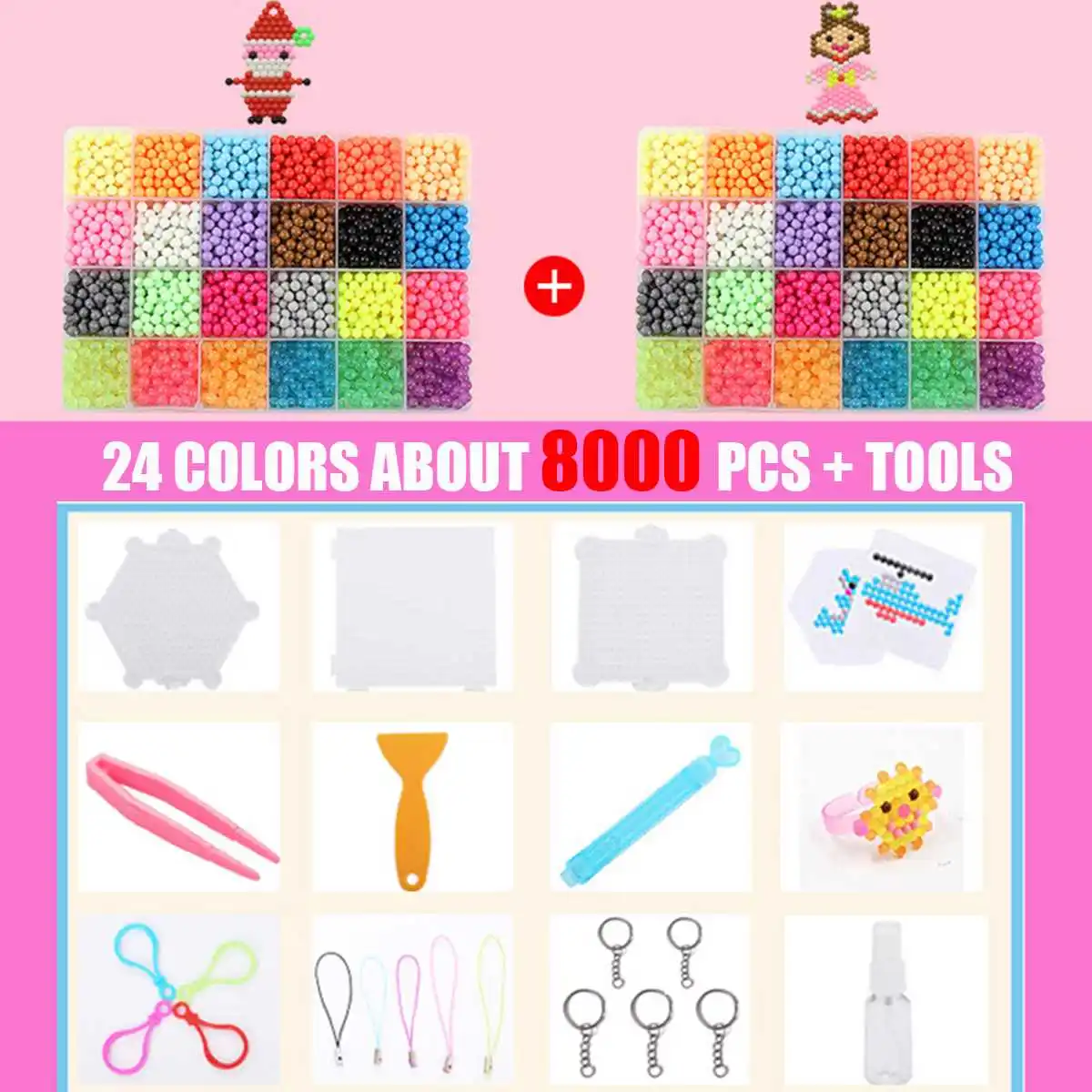 8000pcs 1 комплект Красочные волшебные игрушки-пазлы комплект водяного тумана из бисера DIY ремесло животных ручной работы липкий Ранние обучающие игрушки Beans подарки для детей - Цвет: 8000pcs