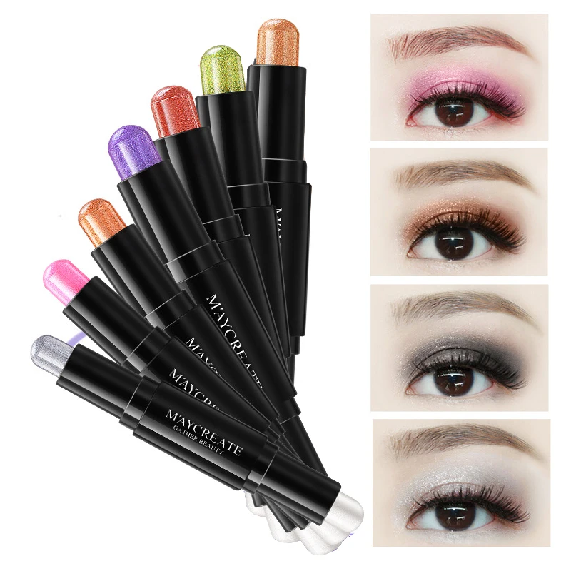 Брендовые Двухсторонние Тени для век пигментированные цветные долговечные