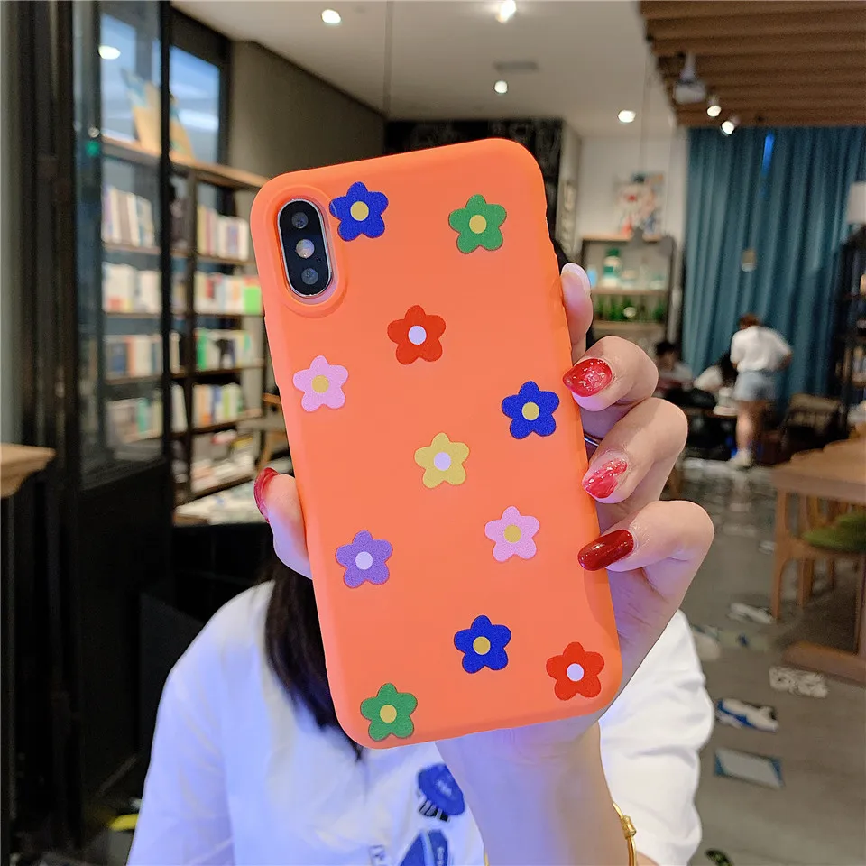 Милый матовый Мягкий силиконовый чехол из ТПУ с рисунком цветов для iphone XS MAX XR X SE 5