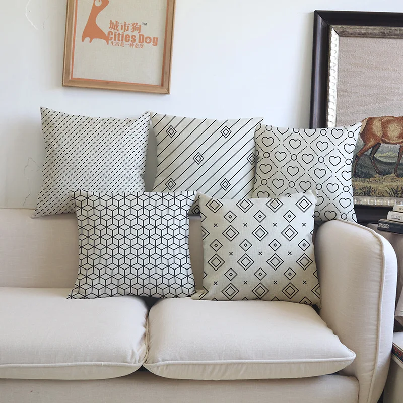 Креативная простая черно-серая полоска с узором для дивана автомобиля кофейни