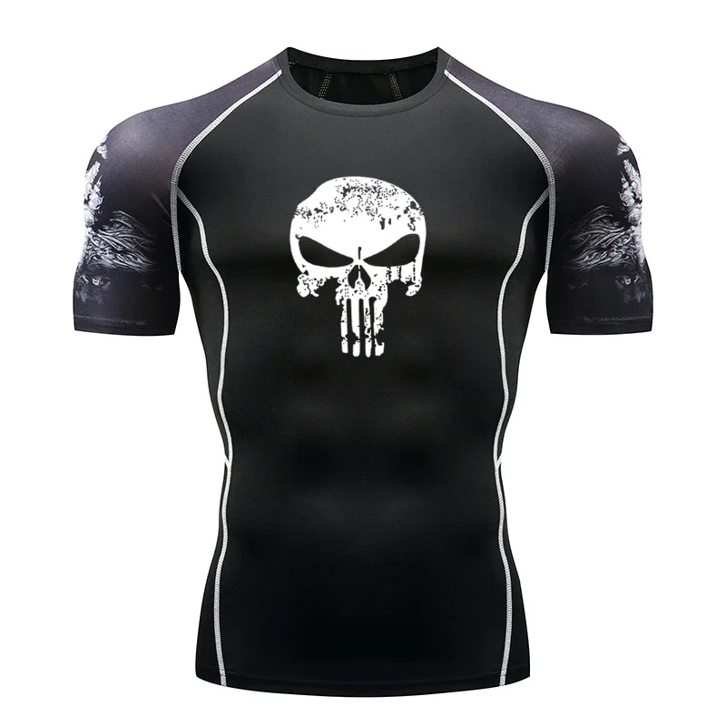 2019 Новая летняя 3D Футболка с принтом черепа компрессионные колготки мужские