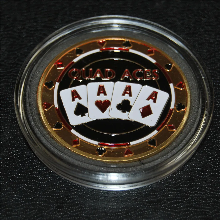 

Free Shipping,Metal for Pressing Poker Cards Guard Protector " QUAD ACES" Poker Chips Souvenir Coins