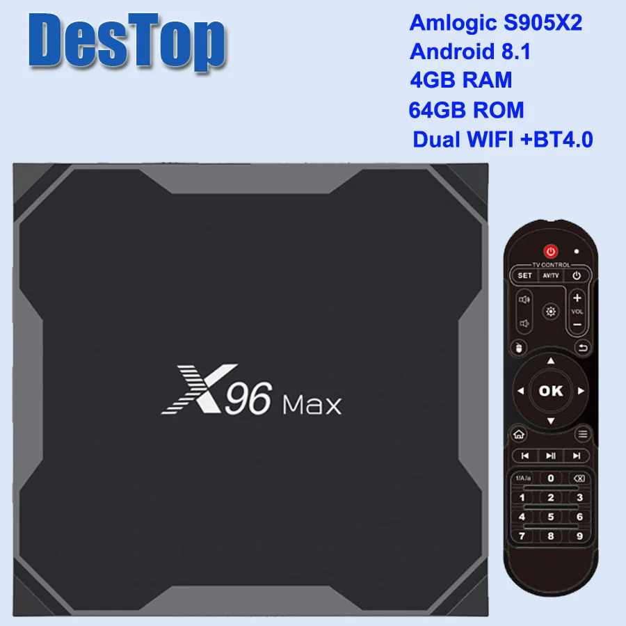 4GB 64GB X96 MAX Android 9,0 Amlogic S905X2 X96MAX 4 Гб 64 Гб ТВ приставка 2,4G& 5 ГГц Wifi 1000 м H.265 4 к медиаплеер смарт-бокс 5 шт./лот - Цвет: 4GB 64GB