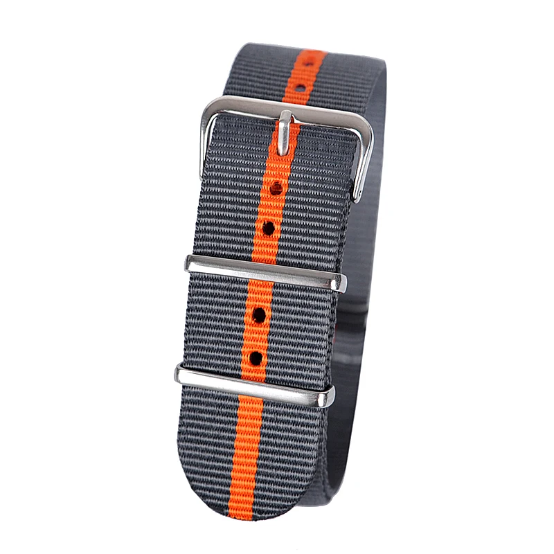 24 мм серый Orange Спорт НАТО ткань Смотреть Группы Ремни Аксессуары полос нейлона
