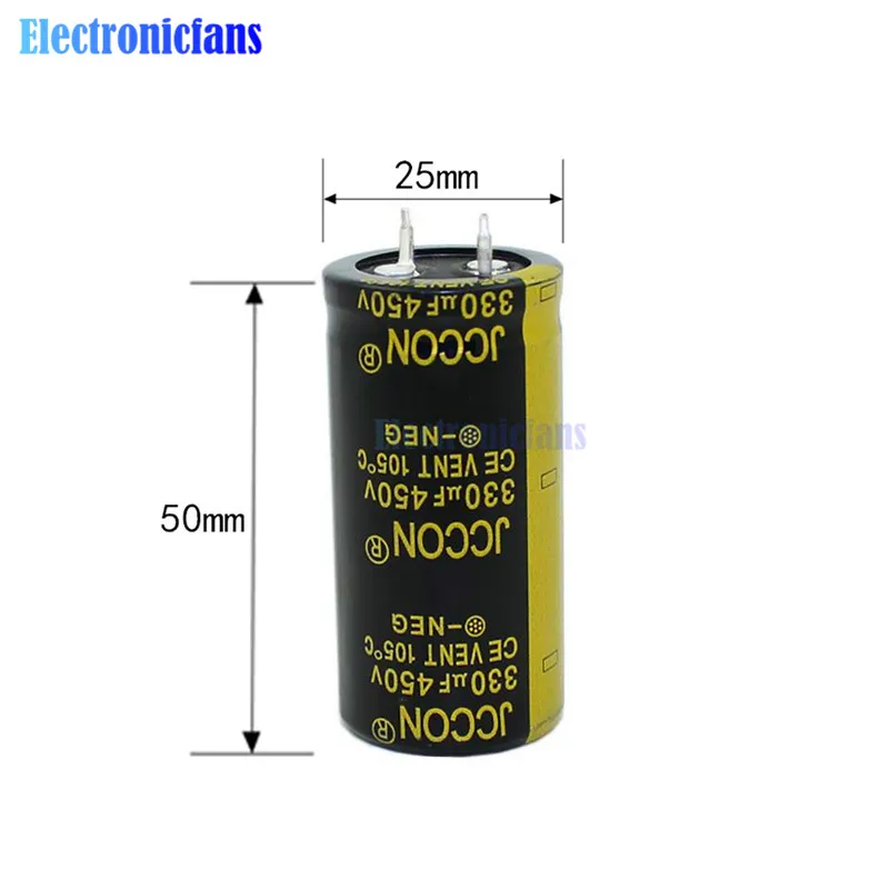 Diymore 450V 330 мкФ 25X50 мм Алюминий электролитический конденсатор с алюминиевой крышкой, высокая частота низкая ESR 450V330uF 25*50 мм сквозное отверстие конденсатор с алюминиевой крышкой