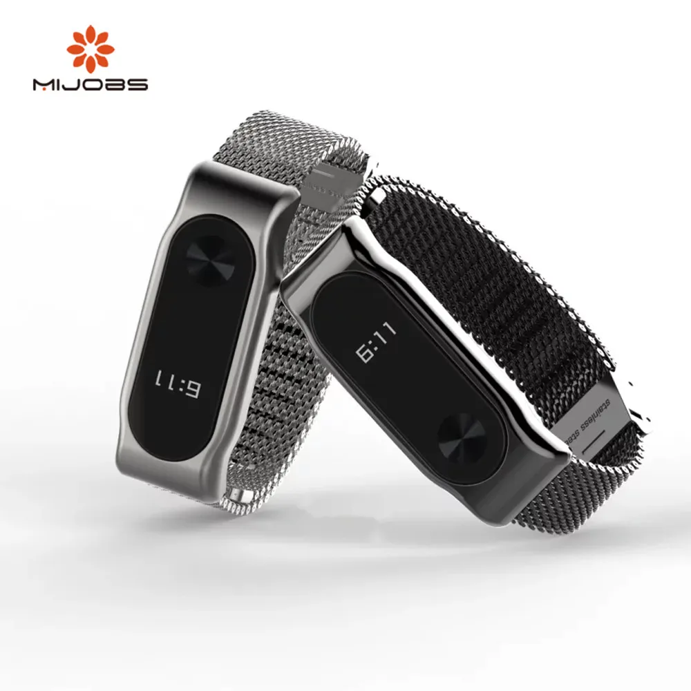 Mi Band 2 браслет на запястье band2 ремешок черный магнит металлический для xiaomi
