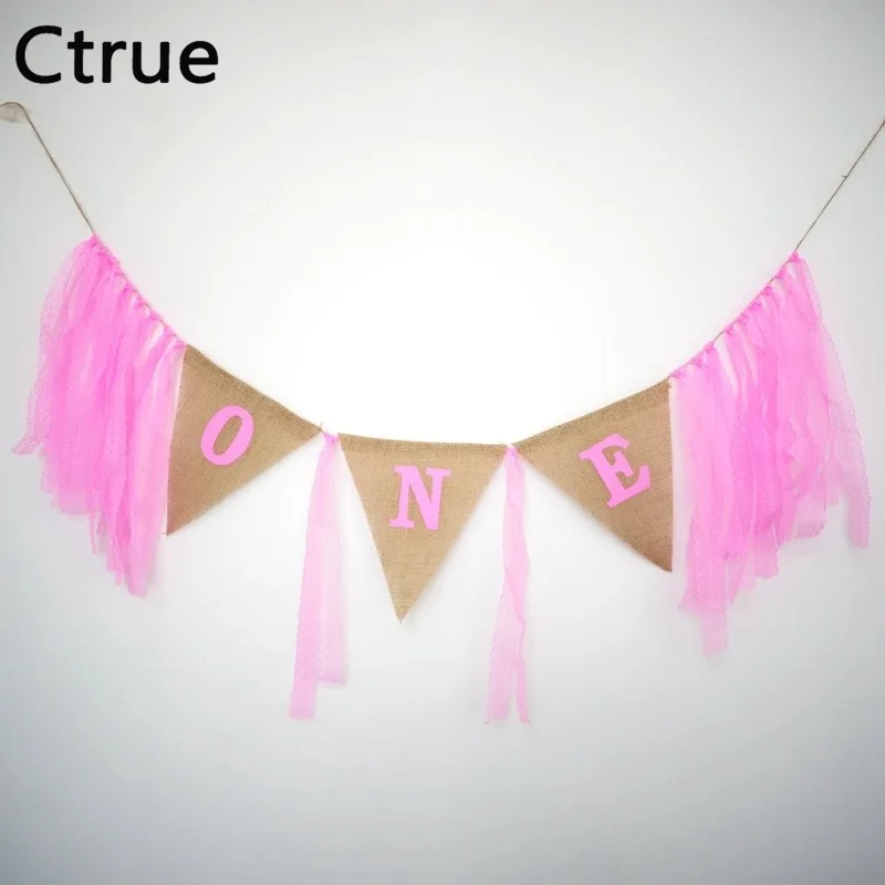 Ctrue Custom 1 день рождения I Am One кружевной джутовый баннер для маленьких мальчиков и