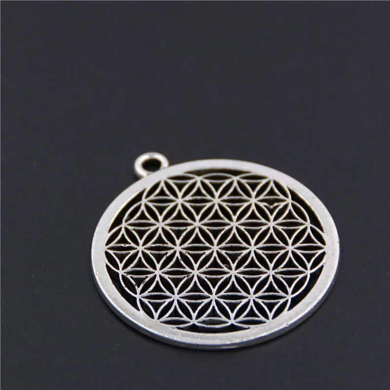 Подвеска серебряного цвета цветок жизни 10 шт.|flower of life|flower life silverflower pendant |