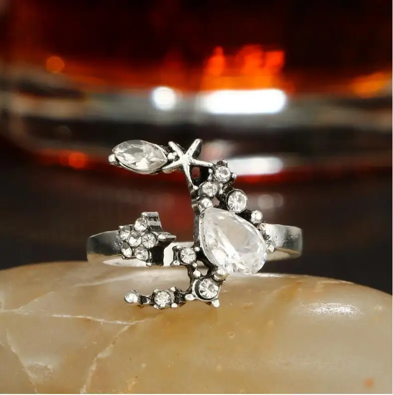 Новое поступление 5шт. Набор винтажных колец с кристаллами луны и звезд, подходит для женщин, комбинированный бохо стиль, ювелирные изделия для женщин Bijoux R2007.