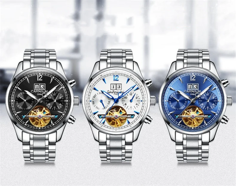 Автоматические самоходные мужские часы люксовый бренд Tourbillon механические часы Повседневная одежда Водонепроницаемые спортивные швейцарские часы