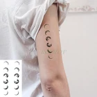 Водонепроницаемая Временная тату-наклейка изогнутая Луна Затмение тату флэш-тату поддельные татуировки для мужчин и женщин