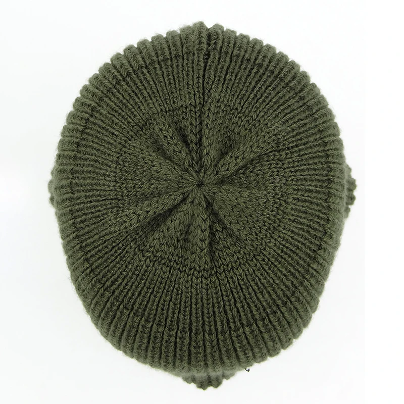 Модные Вязание Кепки Армейский зеленый трикотажные взрослых капот s осень зима