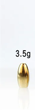 3.5g 6 Pieces Рыболовные снасти, аксессуары, чистая медь, пусковая груша, пуля, Техасская установка, вес, приманка, конус, полая линия, сквозная - Цвет: 3.5g 6 Pieces