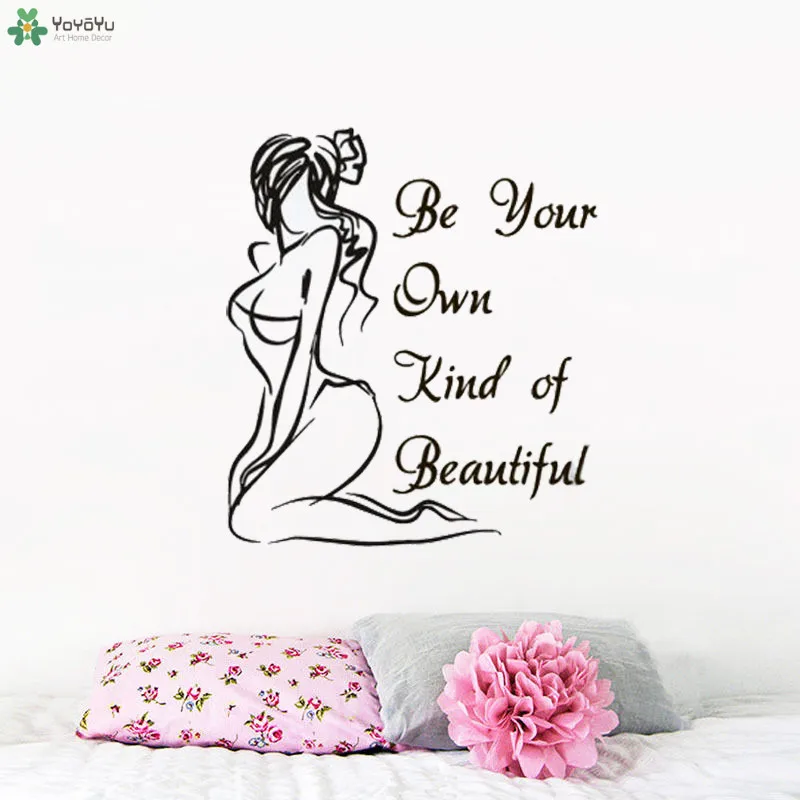 

YOYOYU Wall Decal Hot Woman Beauty Salon Logo Window Sticker Vinyl Quotes Be Your Own Kind of Beautiful Wallpaper Decor ArtCT597