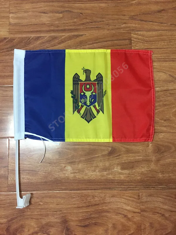 

30x45 см молдовский баннер, флаг для автомобиля из полиэстера, украшение для автомобиля с флагштоком, бесплатная доставка