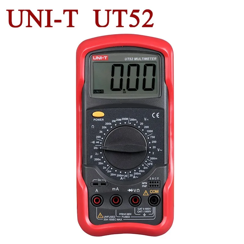 

UNI-T UT52 ЖК-цифровой мультиметр AC DC вольтметр Ампер Ом тестер емкости