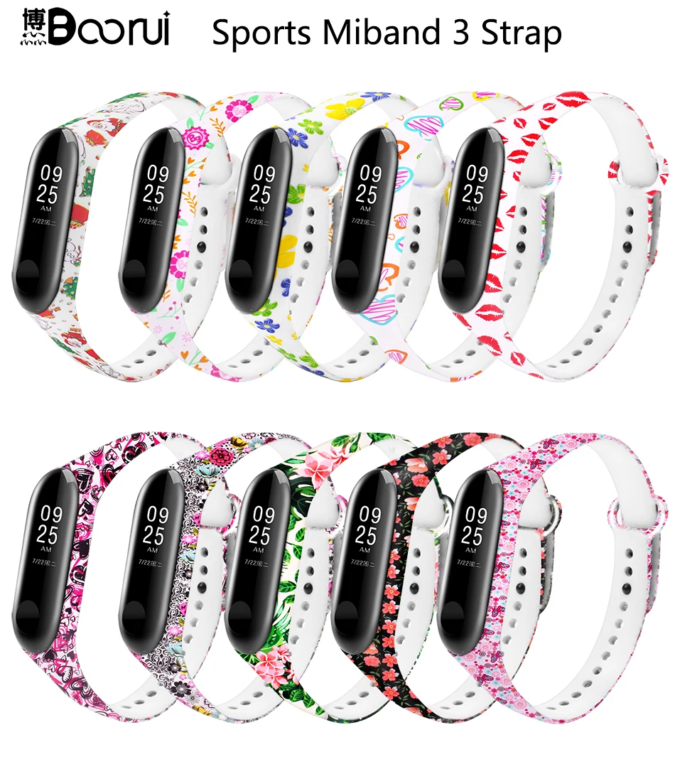 BOORUI mi band, 3 ремешка, силиконовый браслет с разнообразными цветами, браслет mi band, 3 ремешка, модный спортивный ремешок для xiaomi mi3