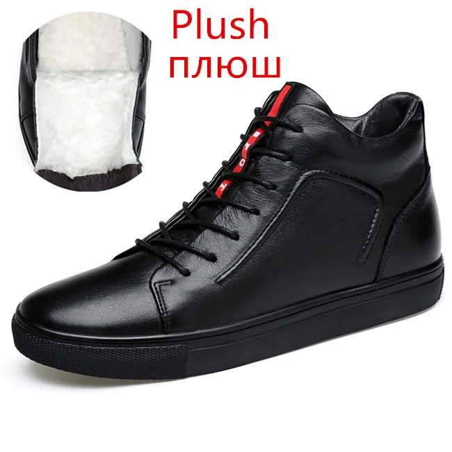 Black Add Plush MIXIDELAI/; мужские ботильоны из натуральной кожи; зимние мужские ботинки с высоким берцем; теплые мужские ботинки; ботинки на плоской подошве; Мужская зимняя обувь - Цвет: Black Add Plush