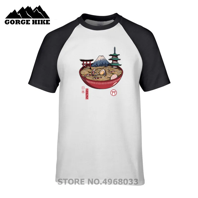 Летняя мужская футболка из 100% хлопка с радужным принтом ramen Японская еда koi