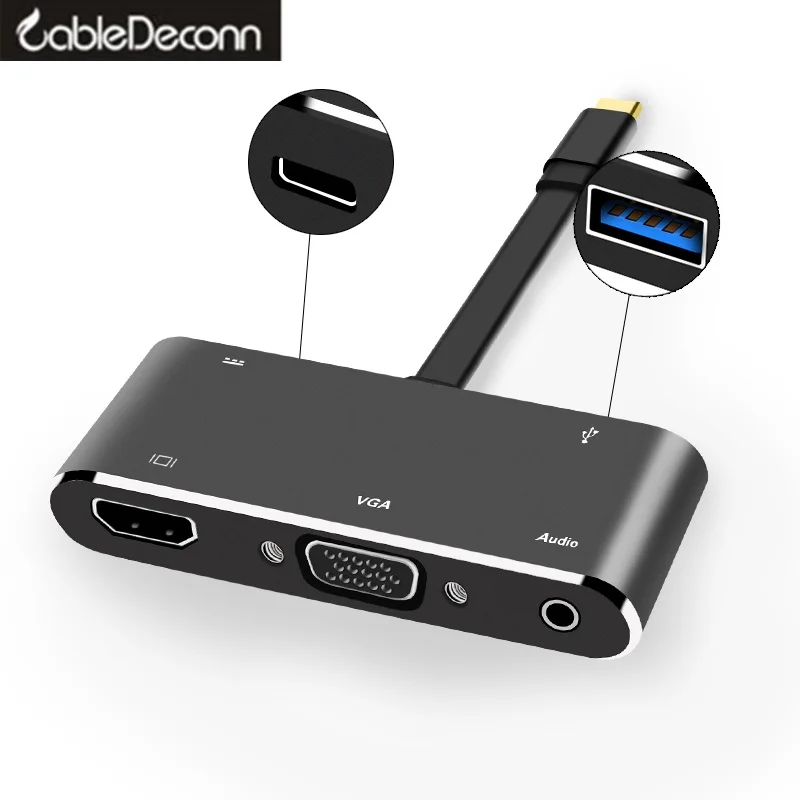 USB-C Type C к HDMI VGA адаптер usb c концентратор кабель Поддержка дисплей одновременно