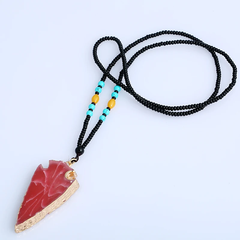 Fashion ethnic bead Necklace Irregular Crystal Natural Stone Pendant Sweater Chain for women |