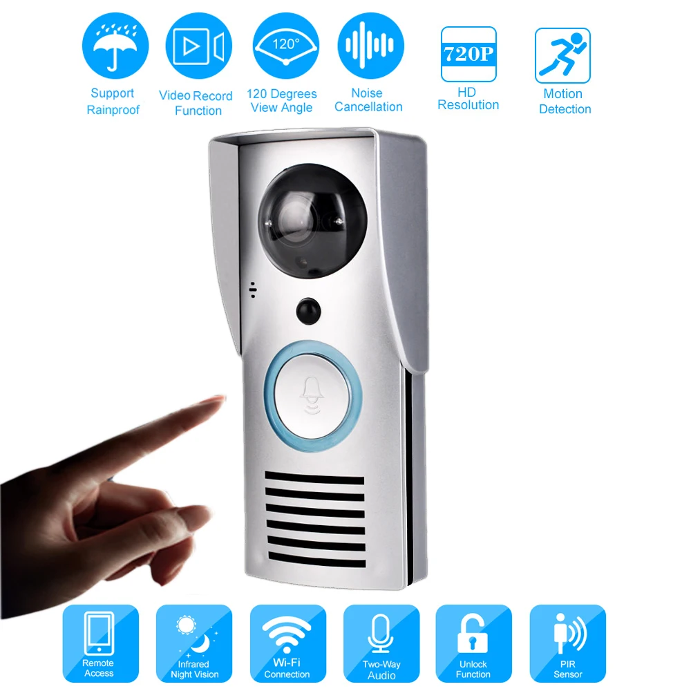 CUSAM WIFI видеодомофон беспроводной домофон видео домофон дверной звонок с камерой HD 720P камера двухстороннее аудио видеоглазок ночное видение PIR Датчик движения видеозвонок видеодомофоны комплект для частного дома