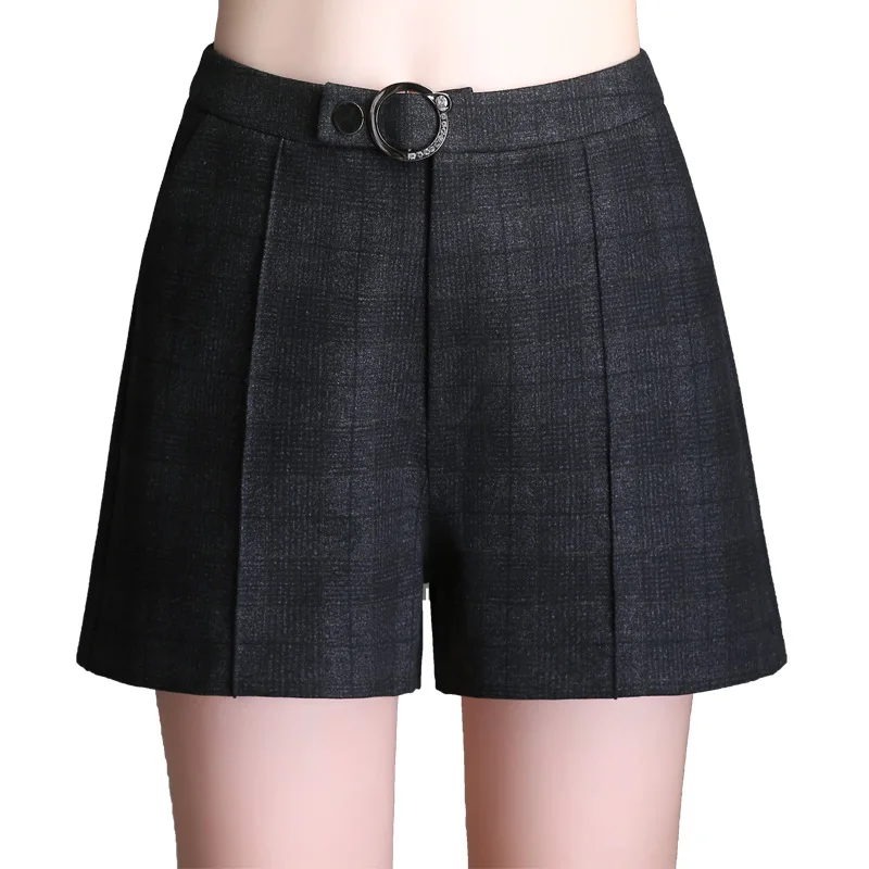 Женские осенние и зимние новые Клетчатые Шерстяные широкие брюки издание модные