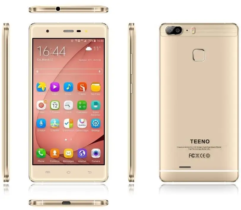 Разблокирована TEENO 5.5 &quotHD Смартфон Двойной Камеры Заднего Золотой Мобильный