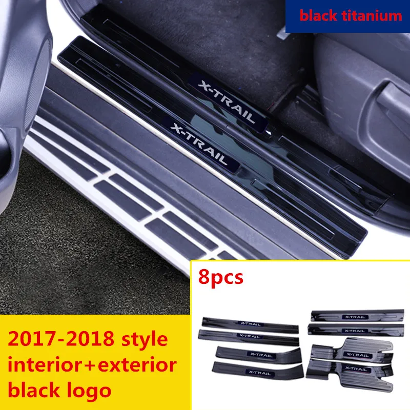 black logo Для Nissan X-trail X trail T32- Добро пожаловать педаль refires порога полосы части порога Царапины защита автомобиля аксессуары - Цвет: black logo