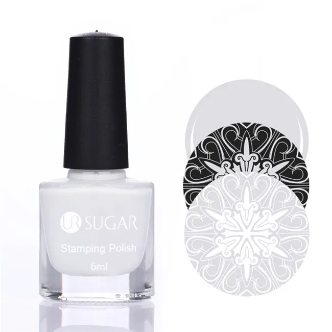Ur Sugar черный, белый, розовый, золотой штамповочный лак для ногтей, цветной лак для ногтей - Цвет: Color white