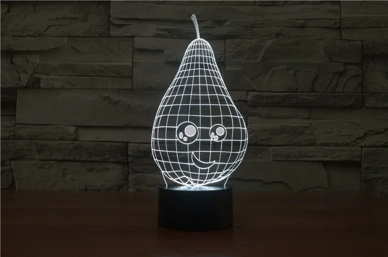 3D ночник груша USB Led Настольная лампа Милая улыбающееся лицо детское спальное