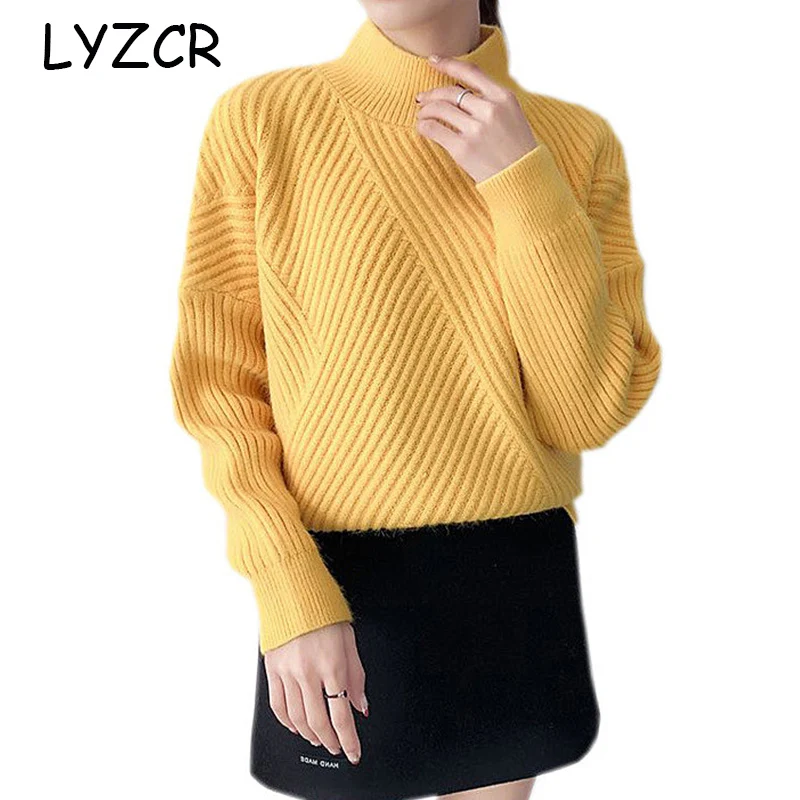 Толстый зимний теплый свитер с высоким воротником для женщин базовый женский