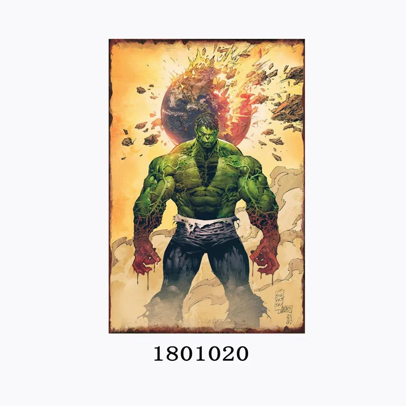 Бэтмен плакат с изображением Халка потертый шик винтажная металлическая