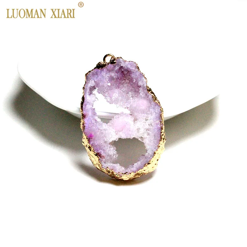 Уникальный натуральный кристалл Drusy, кулон, неровный геодный камень, кулон для самостоятельного изготовления ювелирных изделий, модное ожерелье, серьги