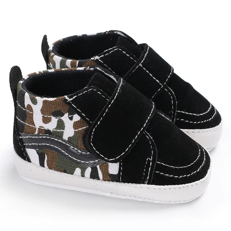 High help Camouflage Повседневная обувь для новорожденных девочек с цветочным рисунком, в стиле пэчворк, камуфляжная мягкая подошва, парусиновая для ползающего ребенка, теплая обувь для грудничков 0-18 месяцев - Цвет: High help Camouflage