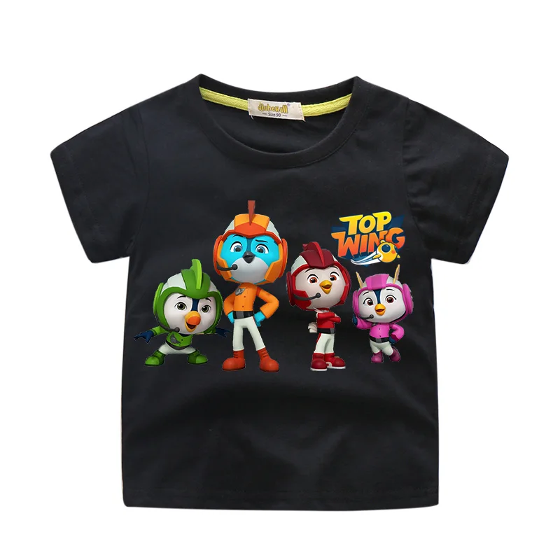 Топы с рисунком для мальчиков и девочек Футболки крыльями Детские летние