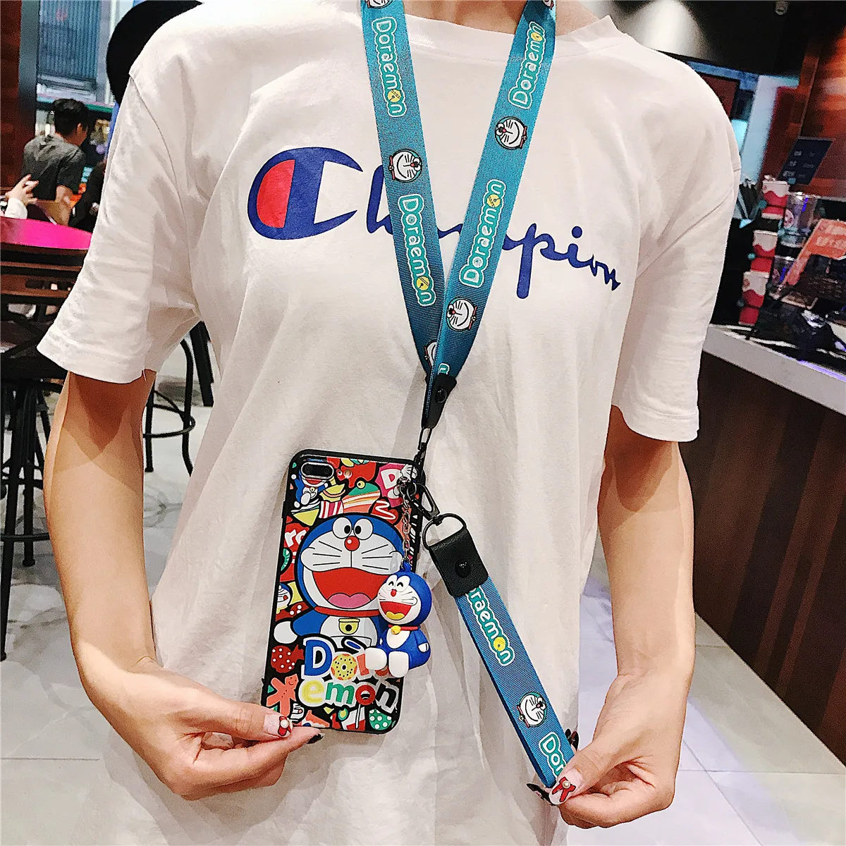 Для iPhone 11 Pro Xs Max XR 6 7 8Plus чехол Doraemon TPU подставка держатель мягкий телефонный