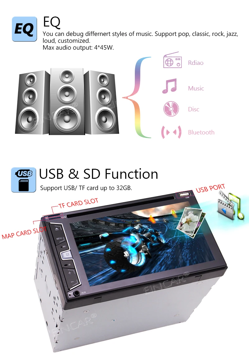 2 DIN автомобильное радио стерео с 3 UIs емкостный сенсорный экран Поддержка Bluetooth USB/T