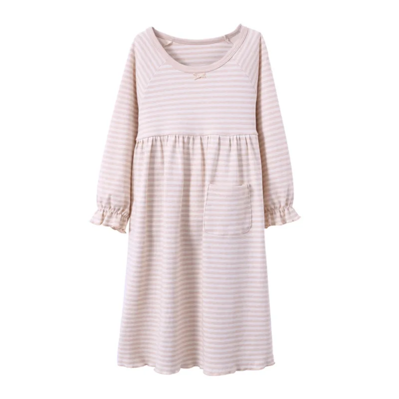 Пижамы для девочек ночные рубашки Принцесса полосатые пижамы Размер От 2 до 12 лет