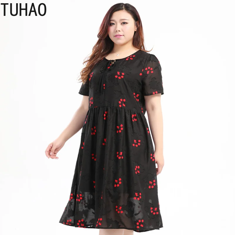 TUHAO, летнее платье с цветочной вышивкой, платья размера плюс 10XL 9XL 8XL, элегантные вечерние женские платья для офиса, женское платье 6xl 5xl